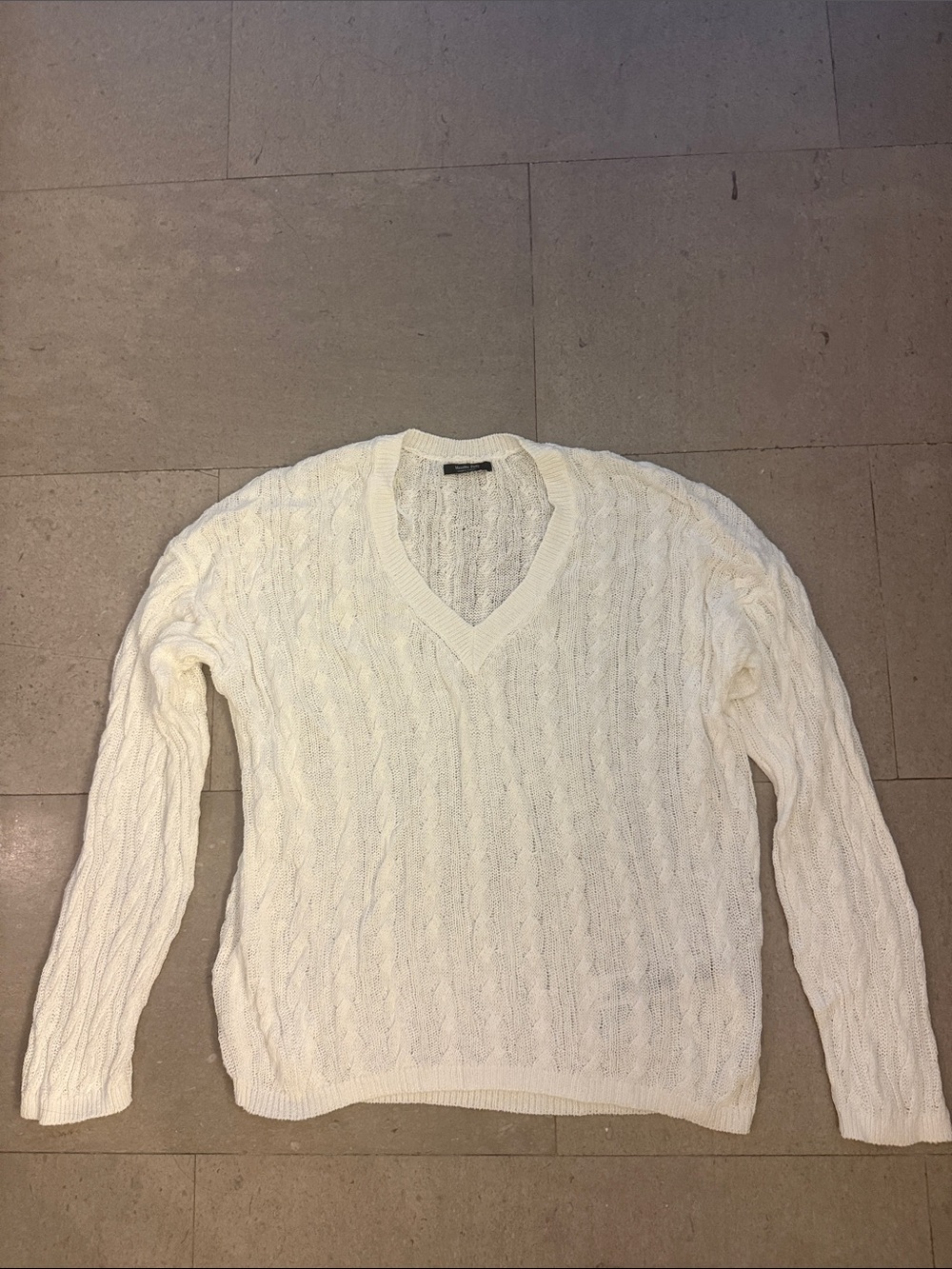 Massimo dutti white knit sweater in s
